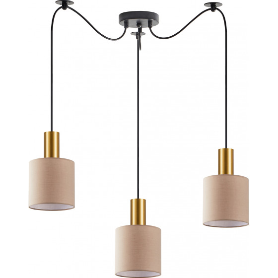 Homelighting SE21-GM-4-BL3-SH3 ADEPT TUBE Gold Matt Pendant Brown Fabric Shade+ - (77-8612)