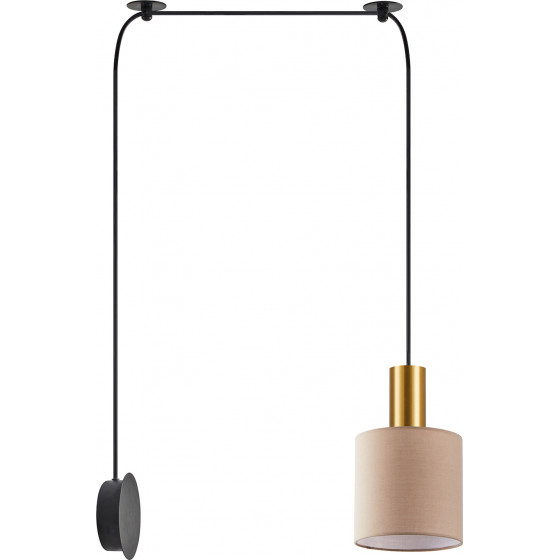 Homelighting SE21-GM-4-NM1W-SH3 ADEPT TUBE Gold Matt Wall Lamp Brown Fabric Shade+ - (77-8826)