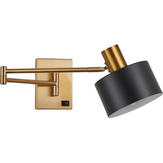 Homelighting SE21-GM-52-MS1 ADEPT WALL LAMP Gold Matt Wall lamp with Switcher and Black Metal Shade+ - (77-8366)