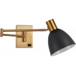 Homelighting SE21-GM-52-MS2 ADEPT WALL LAMP Gold Matt Wall lamp with Switcher and Black Metal Shade+ - (77-8367)