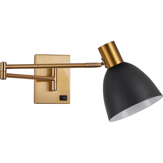 Homelighting SE21-GM-52-MS2 ADEPT WALL LAMP Gold Matt Wall lamp with Switcher and Black Metal Shade+ - (77-8367)