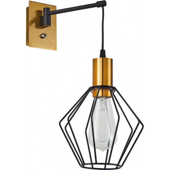 Homelighting SE21-GM-9-GR1 ADEPT WALL LAMP Gold Matt and Black Metal Wall Lamp Black Metal Grid+ - (77-8357)