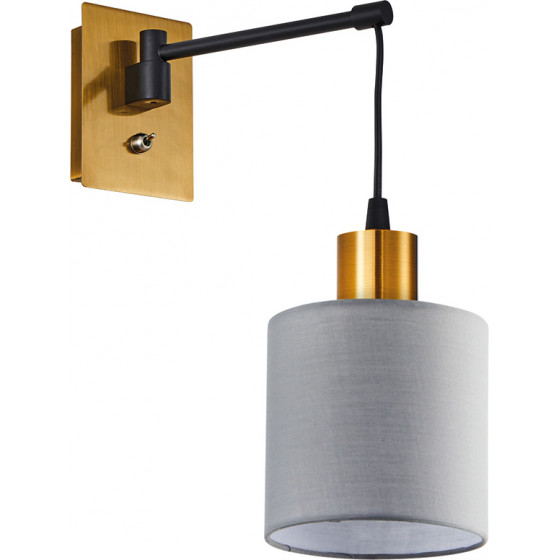Homelighting SE21-GM-9-SH1 ADEPT WALL LAMP Gold Matt and Black Metal Wall Lamp Grey Shade+ - (77-8355)