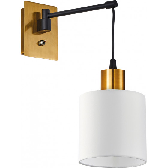 Homelighting SE21-GM-9-SH1 ADEPT WALL LAMP Gold Matt and Black Metal Wall Lamp White Shade+ - (77-8875)