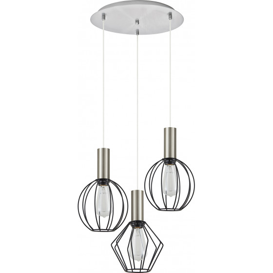 Homelighting SE21-NM-4-3BL-GR12 ADEPT FLEX Nickel Matt Pendant Black Metal Grid+ - (77-8920)