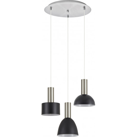 Homelighting SE21-NM-4-3BL-MS123 ADEPT FLEX Nickel Matt Pendant Black Metal Shade+ - (77-8925)