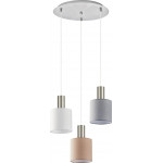 Homelighting SE21-NM-4-3BL-SH123 ADEPT FLEX Nickel Matt Pendant White, Grey, Brown Fabric Shade+ - (77-8930)