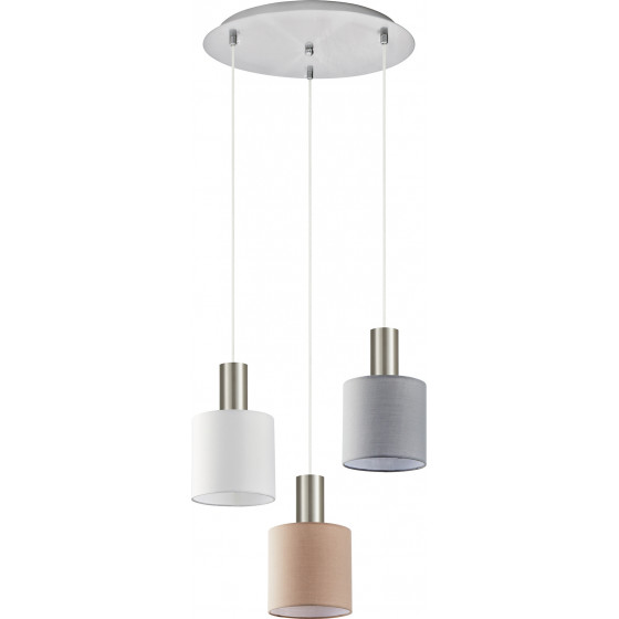Homelighting SE21-NM-4-3BL-SH123 ADEPT FLEX Nickel Matt Pendant White, Grey, Brown Fabric Shade+ - (77-8930)
