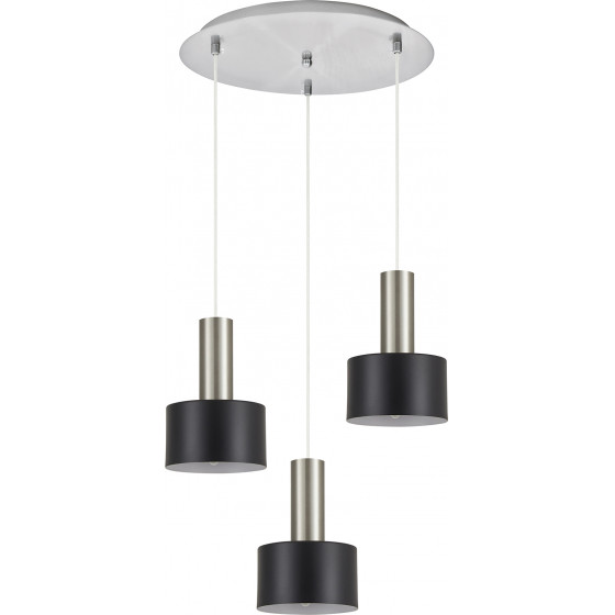 Homelighting SE21-NM-4-3NM-MS1 ADEPT TUBE Nickel Matt Pendant Black Metal Shade+ - (77-8453)