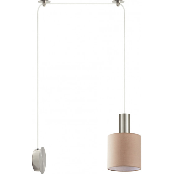 Homelighting SE21-NM-4-NM1W-SH3 ADEPT TUBE Nickel Matt Wall Lamp Brown Fabric Shade+ - (77-8798)