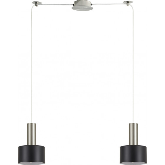 Homelighting SE21-NM-4-NM2-MS1 ADEPT TUBE Nickel Matt Pendant Black Metal Shade+ - (77-8452)