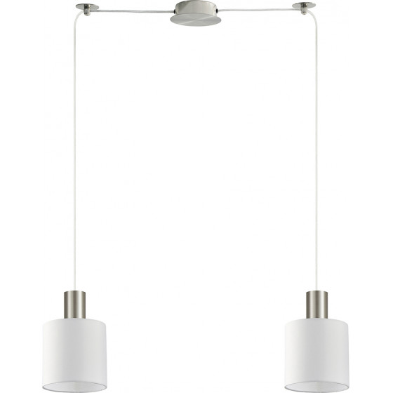 Homelighting SE21-NM-4-NM2-SH1 ADEPT TUBE Nickel Matt Pendant White Fabric Shade+ - (77-8417)