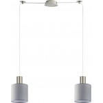 Homelighting SE21-NM-4-NM2-SH2 ADEPT TUBE Nickel Matt Pendant Grey Fabric Shade+ - (77-8424)