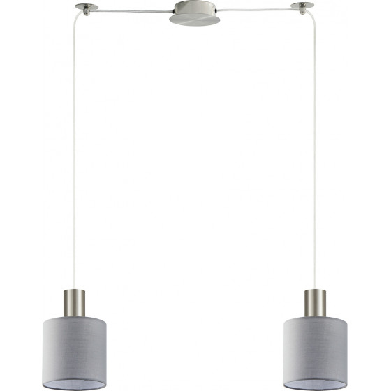 Homelighting SE21-NM-4-NM2-SH2 ADEPT TUBE Nickel Matt Pendant Grey Fabric Shade+ - (77-8424)