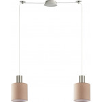 Homelighting SE21-NM-4-NM2-SH3 ADEPT TUBE Nickel Matt Pendant Brown Fabric Shade+ - (77-8431)