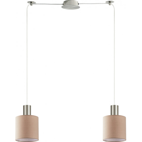 Homelighting SE21-NM-4-NM2-SH3 ADEPT TUBE Nickel Matt Pendant Brown Fabric Shade+ - (77-8431)