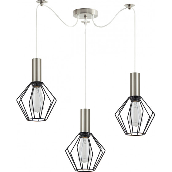 Homelighting SE21-NM-4-NM3-GR1 ADEPT TUBE Nickel Matt Pendant Black Metal Grid+ - (77-8437)
