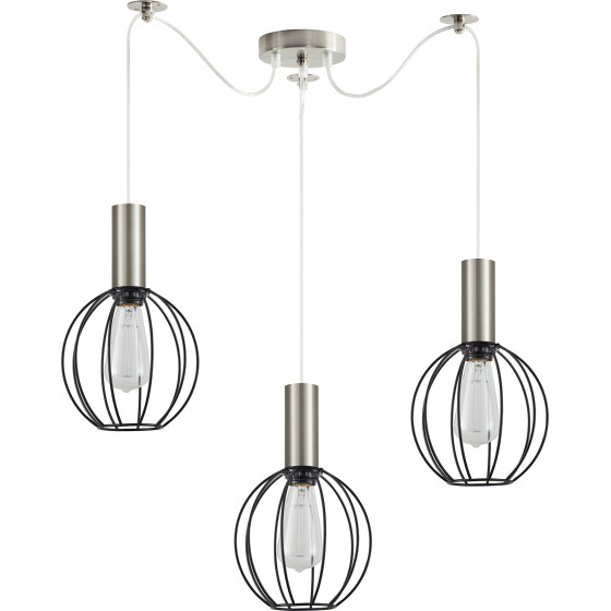 Homelighting SE21-NM-4-NM3-GR2 ADEPT TUBE Nickel Matt Pendant Black Metal Grid+ - (77-8444)