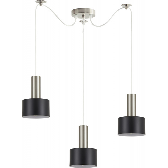 Homelighting SE21-NM-4-NM3-MS1 ADEPT TUBE Nickel Matt Pendant Black Metal Shade+ - (77-8451)