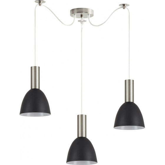 Homelighting SE21-NM-4-NM3-MS2 ADEPT TUBE Nickel Matt Pendant Black Metal Shade+ - (77-8458)