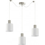 Homelighting SE21-NM-4-NM3-SH1 ADEPT TUBE Nickel Matt Pendant White Fabric Shade+ - (77-8416)