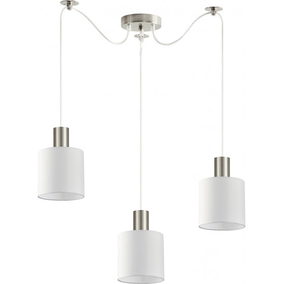 Homelighting SE21-NM-4-NM3-SH1 ADEPT TUBE Nickel Matt Pendant White Fabric Shade+ - (77-8416)