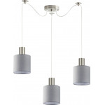 Homelighting SE21-NM-4-NM3-SH2 ADEPT TUBE Nickel Matt Pendant Grey Fabric Shade+ - (77-8423)