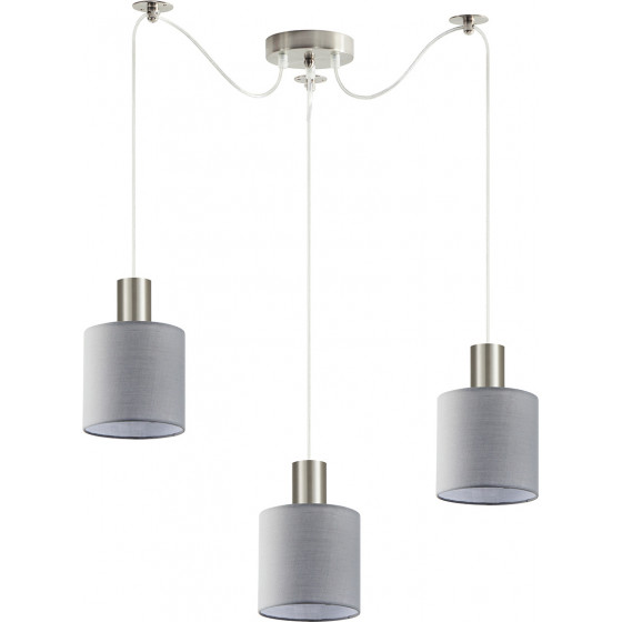 Homelighting SE21-NM-4-NM3-SH2 ADEPT TUBE Nickel Matt Pendant Grey Fabric Shade+ - (77-8423)