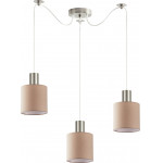 Homelighting SE21-NM-4-NM3-SH3 ADEPT TUBE Nickel Matt Pendant Brown Fabric Shade+ - (77-8430)