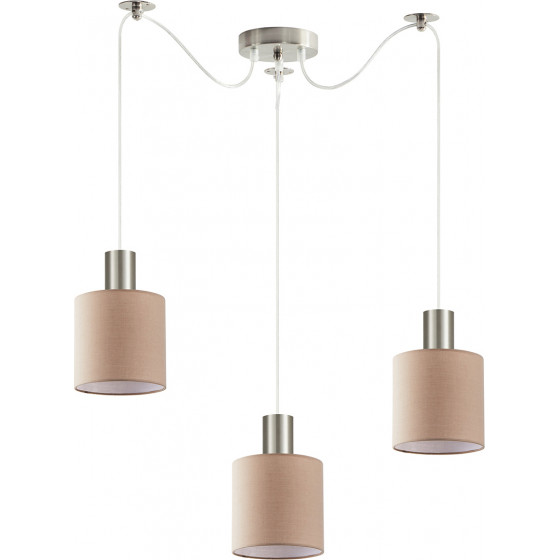 Homelighting SE21-NM-4-NM3-SH3 ADEPT TUBE Nickel Matt Pendant Brown Fabric Shade+ - (77-8430)