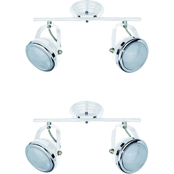 Homelighting T12022A-2TU (x2) Juno Packet White adjustable spot with chrome ring and glass+ - (77-8854)