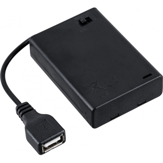 GloboStar Box ����������� ��� ��������� LED USB 2.0 DC 5V �� ��������� 3 x AA (��� ���������������) & �������� On/Off - ����� - (79791)