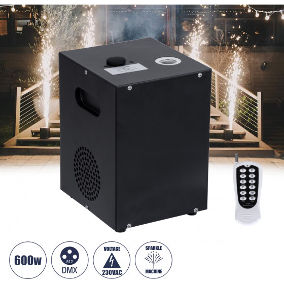 GloboStar Sirens ������������� ���������� ������ Cold Sparkle Machine - Fountain ��� �� �������� ������ 600W Ac 220V-240V DMX512 Display On Body - ����� - L18 x W16.5 x H24cm - (51148)