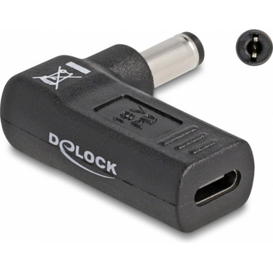 DeLock ���������� ����������� USB-C �� 5.5x2.1mm, 90�, ������ - (60010)