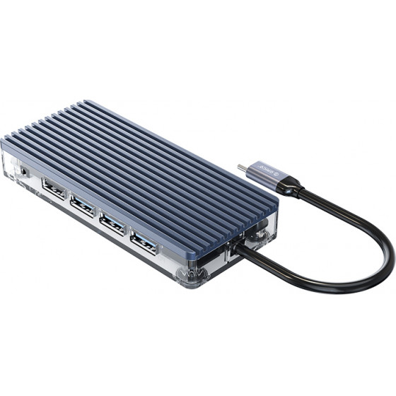 Orico Docking Station WB-11P, USB-C, 11-ports, 100W, ������� - (WB-11P-GY-BP)