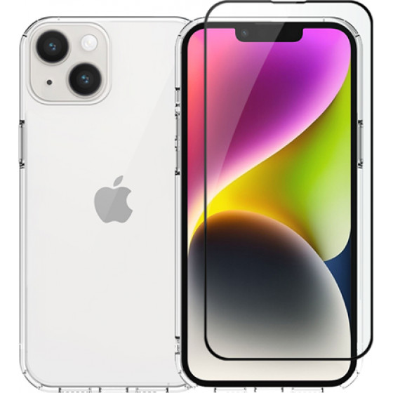 Vivid Set Tpu Case + Full Face Tempered Glass Apple Iphone 14 Black - (VIGELLY296GLASSBK)