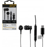 NSP Hands Free Stereo Universal Type C 1.2m Ripply HN28 With Remote And Mic BLACK