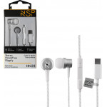 NSP Hands Free Stereo Universal Type C 1.2m Ripply HN28 With Remote And Mic WHITE