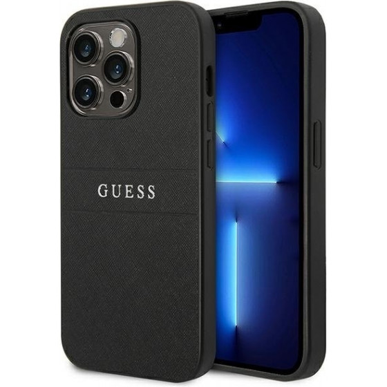 Guess Leather Saffiano Case Iphone 14 Pro Black Backcover - (GUHCP14LPSASBB)