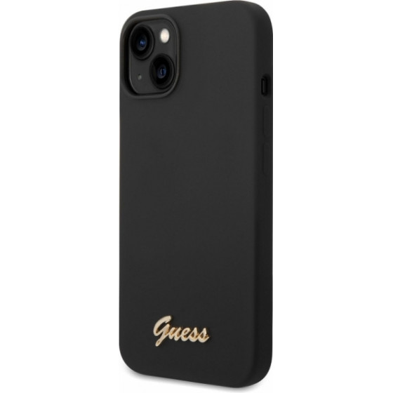 Guess Silicone Metal Logo Case Iphone 14 Black Backcover - (GUHCP14SSLSMK)
