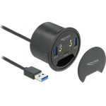 DELOCK USB hub 2x USB 3.2/USB-C/2x 3.5mm, 5Gbps, 60mm, ����� - (62794)