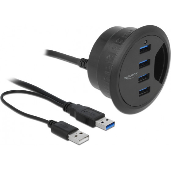 DELOCK USB hub 4x USB 3.0, 5Gbps, 60/80mm, ����� - (62868)