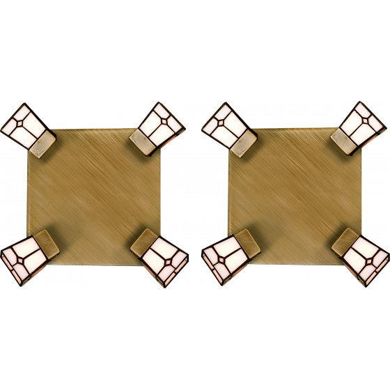 Homelighting G9078-4R (x2) Vitro Spot Packet Stained glass with bronze base and rotating heads+ - (77-8868)