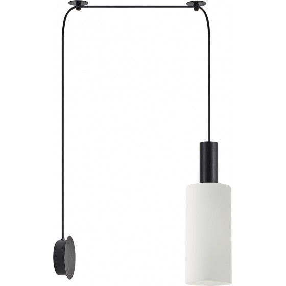Homelighting SE21-BL-GL3 ADEPT TUBE Black Matt Wall Lamp White Glass+ - (77-8820)