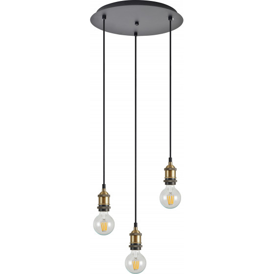 Homelighting SE21-BR-10-3BL MAGNUM Bronze Metal Pendant with Black Fabric Cable+ - (77-8692)