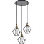 Homelighting SE21-BR-10-3BL-GR1 MAGNUM Bronze Metal Pendant Black Metal Grid with Black Fabric Cable+ - (77-8707)