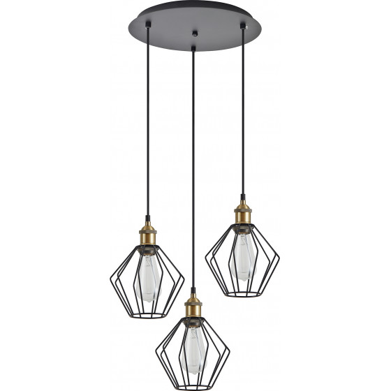 Homelighting SE21-BR-10-3BL-GR1 MAGNUM Bronze Metal Pendant Black Metal Grid with Black Fabric Cable+ - (77-8707)