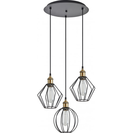 Homelighting SE21-BR-10-3BL-GR12 MAGNUM FLEX Bronze Metal Pendant Black Metal Grid+ - (77-8965)