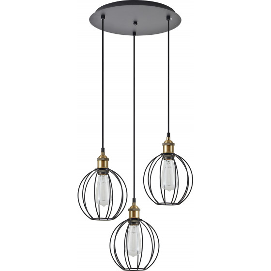 Homelighting SE21-BR-10-3BL-GR2 MAGNUM Bronze Metal Pendant Black Metal Grid with Black Fabric Cable+ - (77-8714)