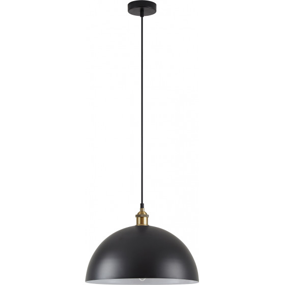 Homelighting SE21-BR-10-MS40 MAGNUM Bronze Metal Pendant Black Shade with Black Fabric Cable+ - (77-8695)